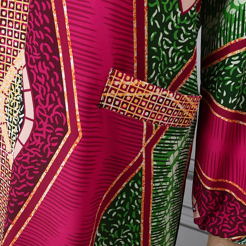 Plus Size 5XL VONDA Women Maxi Dress Bohemian Printing Long Sleeve Vestidos Vintage Sundress Casual Loose Oversized Robe Party