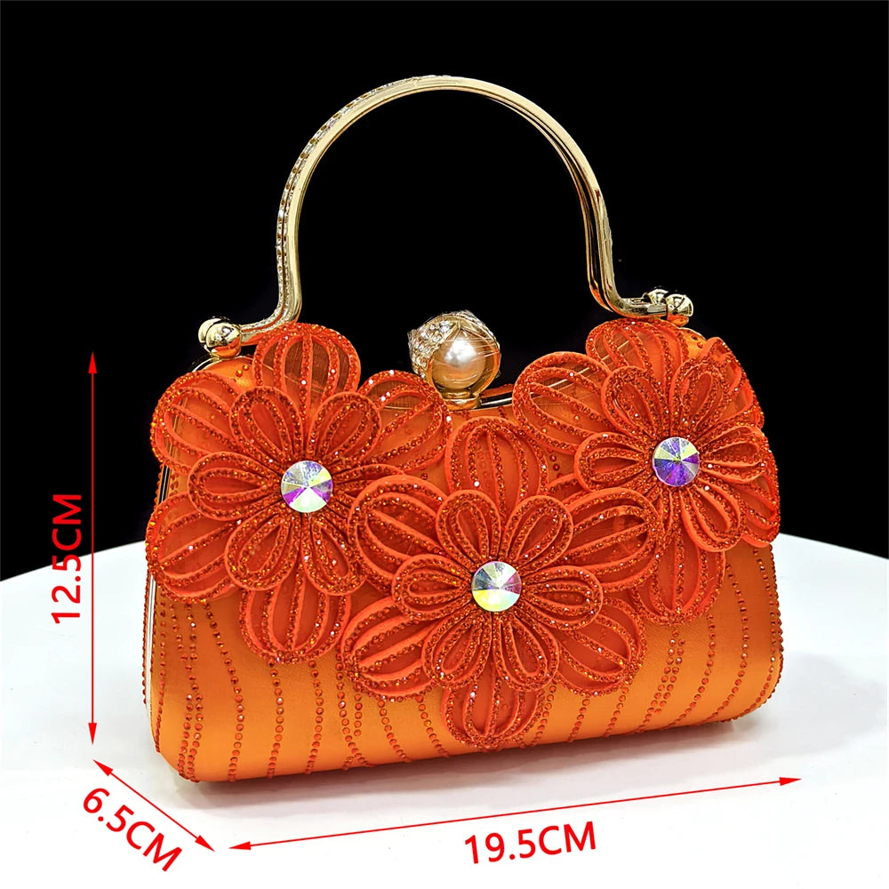 Venus Chan Italian Fashion Women's Elegant Orange Heels & Rhinestone Clutch Bag Set – Perfect for Parties and Special Occasions
