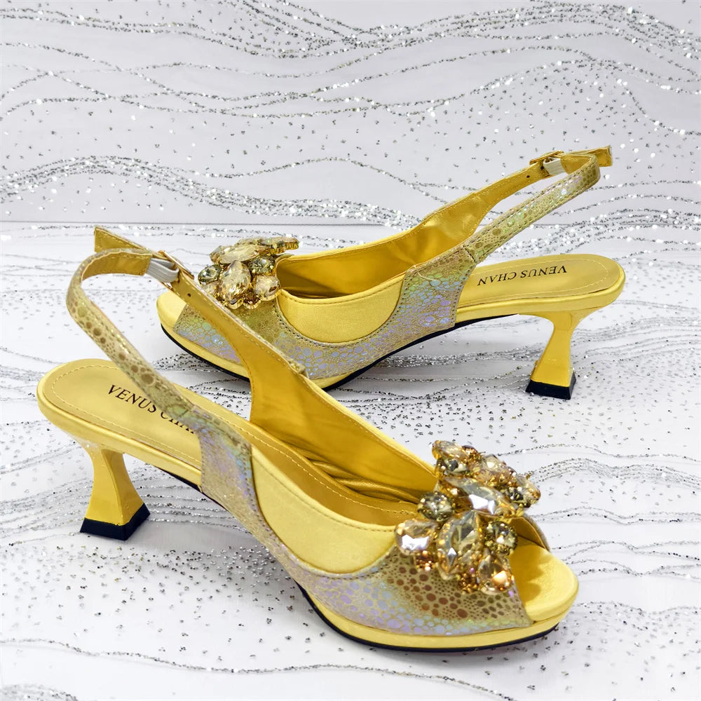 Venus Chan 2025 Fashionable Orange Open Toe Women's Sandals with Matching Bag Set - Perfect for Weddings and Parties