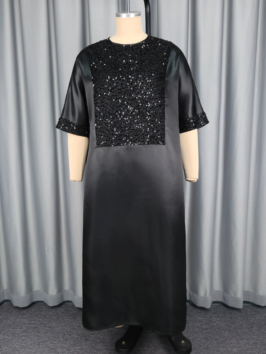 Bubu Kaftan Dress for Church African Dresses Women Shiny Sequined Traditional Africa Clothing Long Loose Patchwork O Neck Gowns
