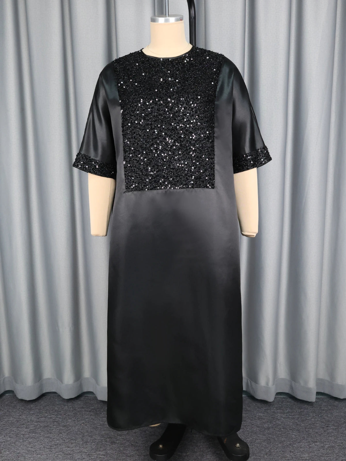 Bubu Kaftan Dress for Church African Dresses Women Shiny Sequined Traditional Africa Clothing Long Loose Patchwork O Neck Gowns