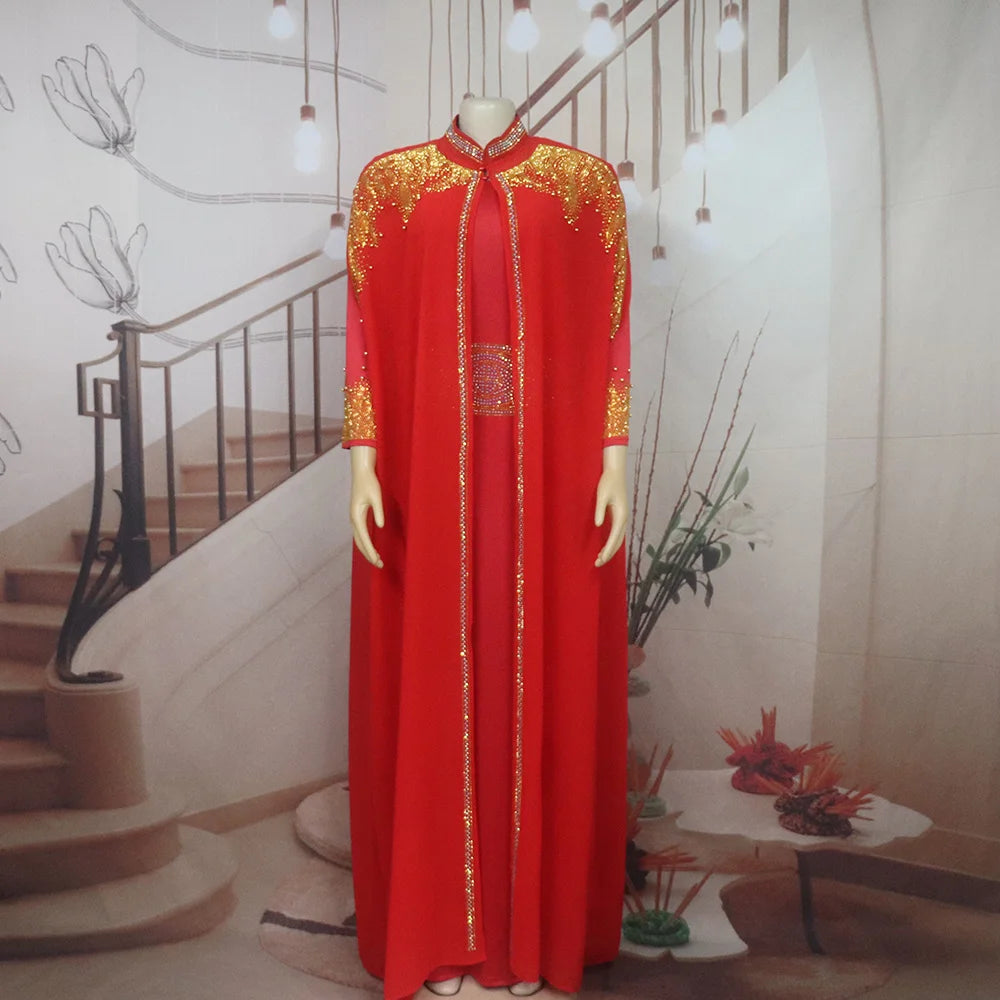 New Arrival african dress woman two-piece dress dress for church woman rhinestone luxury women's elegant dress