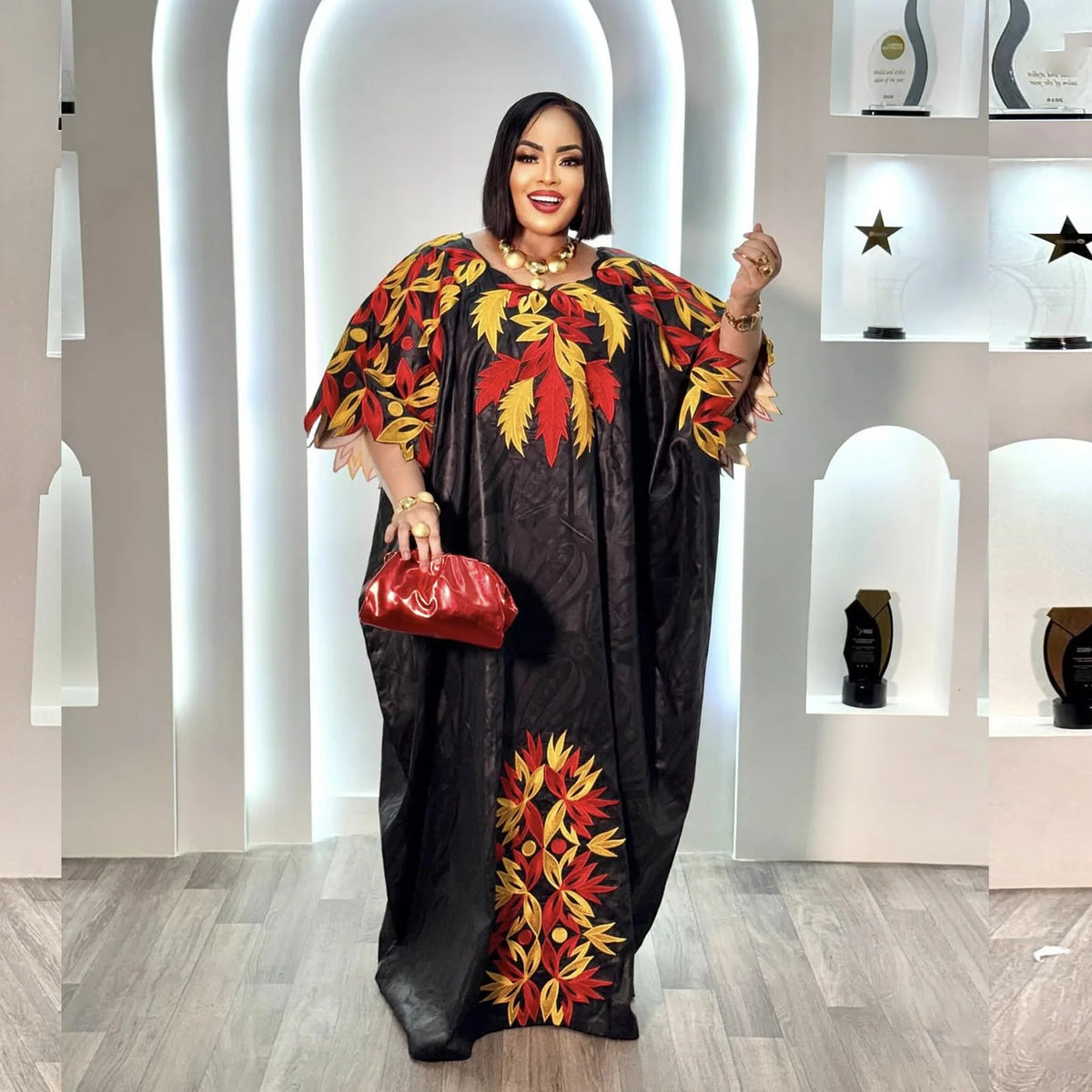 African Attire For Women Abaya Embroidery Plus Size Elegant Party Church Dress