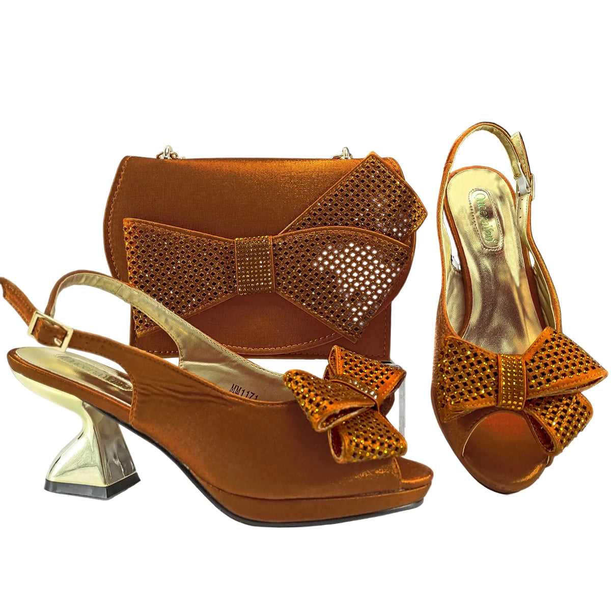Elegant Women High Heels for Peep Toe Good Material Rhinestone Wine Sandals Italian Design Shoes and Bags Matching