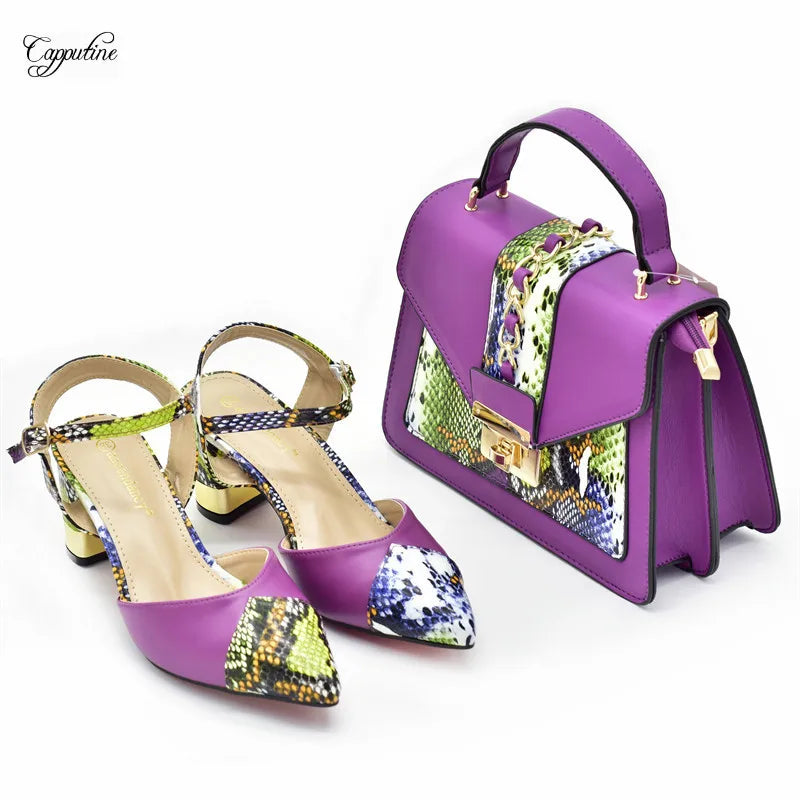 Yellow Women Shoes And Bag Set African Ladies High Heel Pumps Match With Handbag Sandals Clutch Femmes Sandales Escarpins 958-9