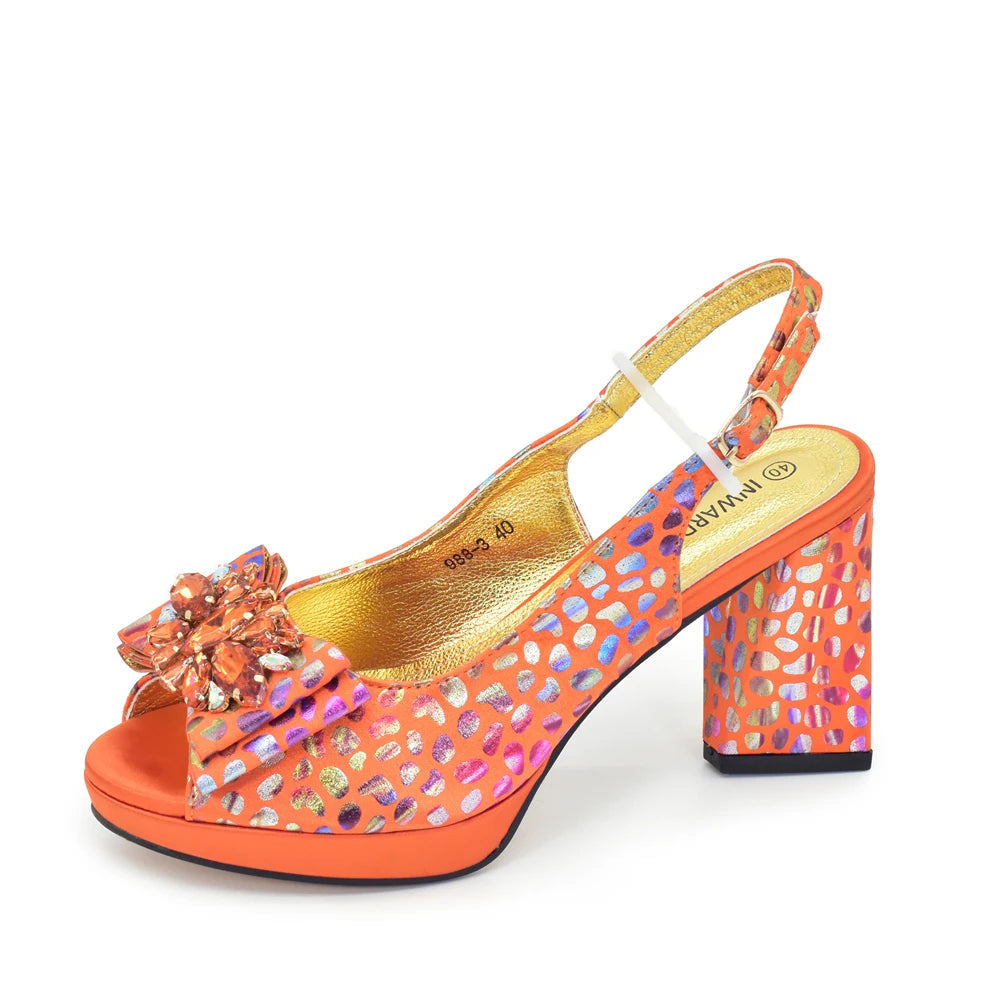 Matching Shoes and Bags Sets for Women Peep-Toe Heel Pumps for Women with Diamonds Shoe and Bag Set for Party in Woman Italian