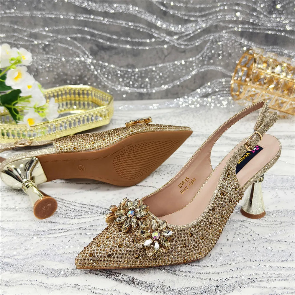 Latest Design Shoes for Women 2025 Designer Luxury Wedding Shoes Bride Party Pumps Decorated with Rhinestone Ladies Sandals
