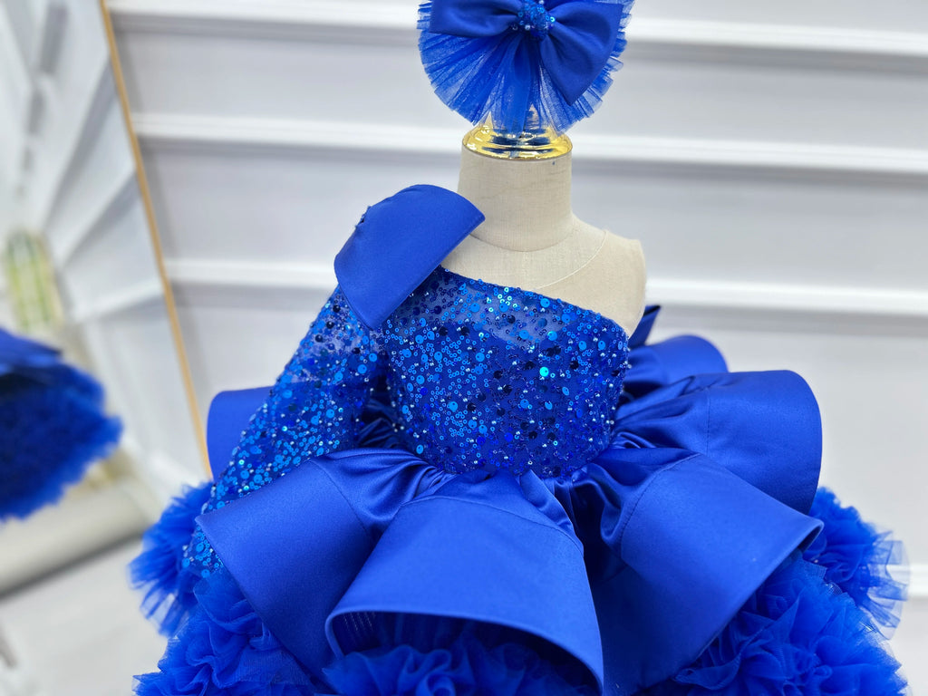 KLFLGDGorgeous and elegant girls dress satin bow girls high-end party evening dress exquisite baby girl one-year-old clothing
