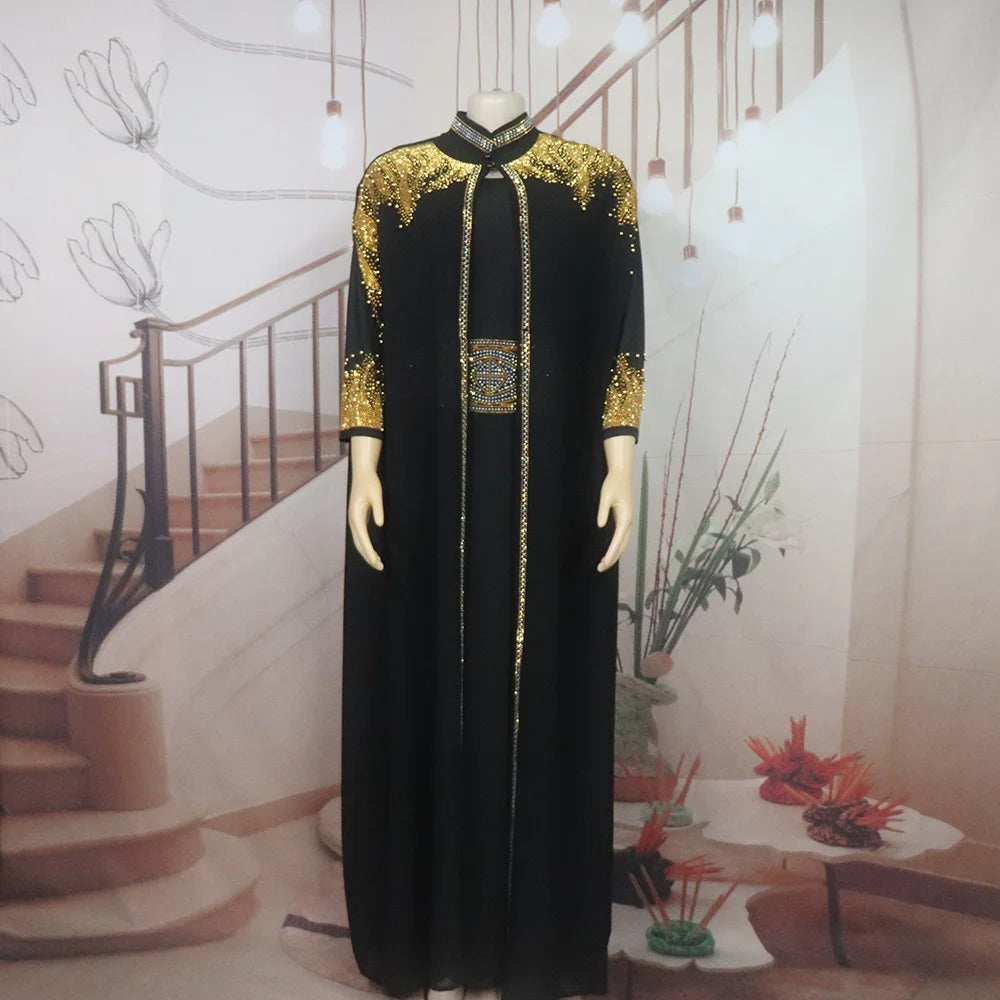 New Arrival african dress woman two-piece dress dress for church woman rhinestone luxury women's elegant dress
