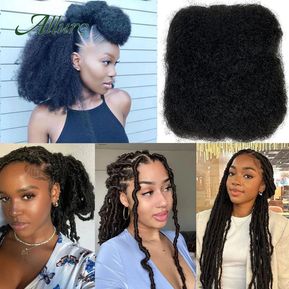 Afro Kinky Bulk QVR Human Hair For Mini Twist Braiding Loc Extensions & Crochet afro Kinky Curly bulk Hair For Dreadlocks 50g