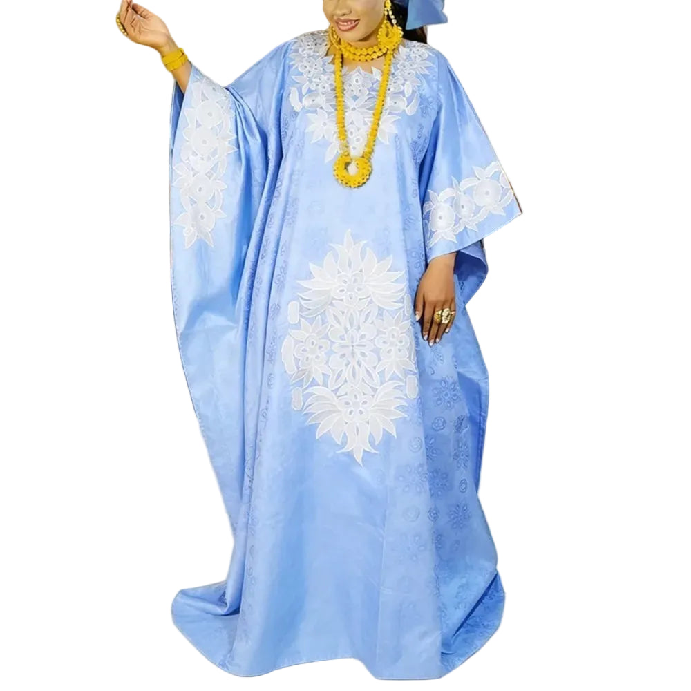 African dresses for woman Kaftan Dress Embroidery Bazin Riche Wedding Party Djellaba Plus Size Church Gown Turkey Dress