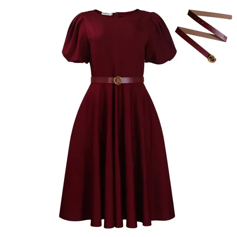African Clothes for Women Autumn Fashion African Short Sleeve Polyester Party Evening Pleat Midi Dress Outfits Africa Clothing