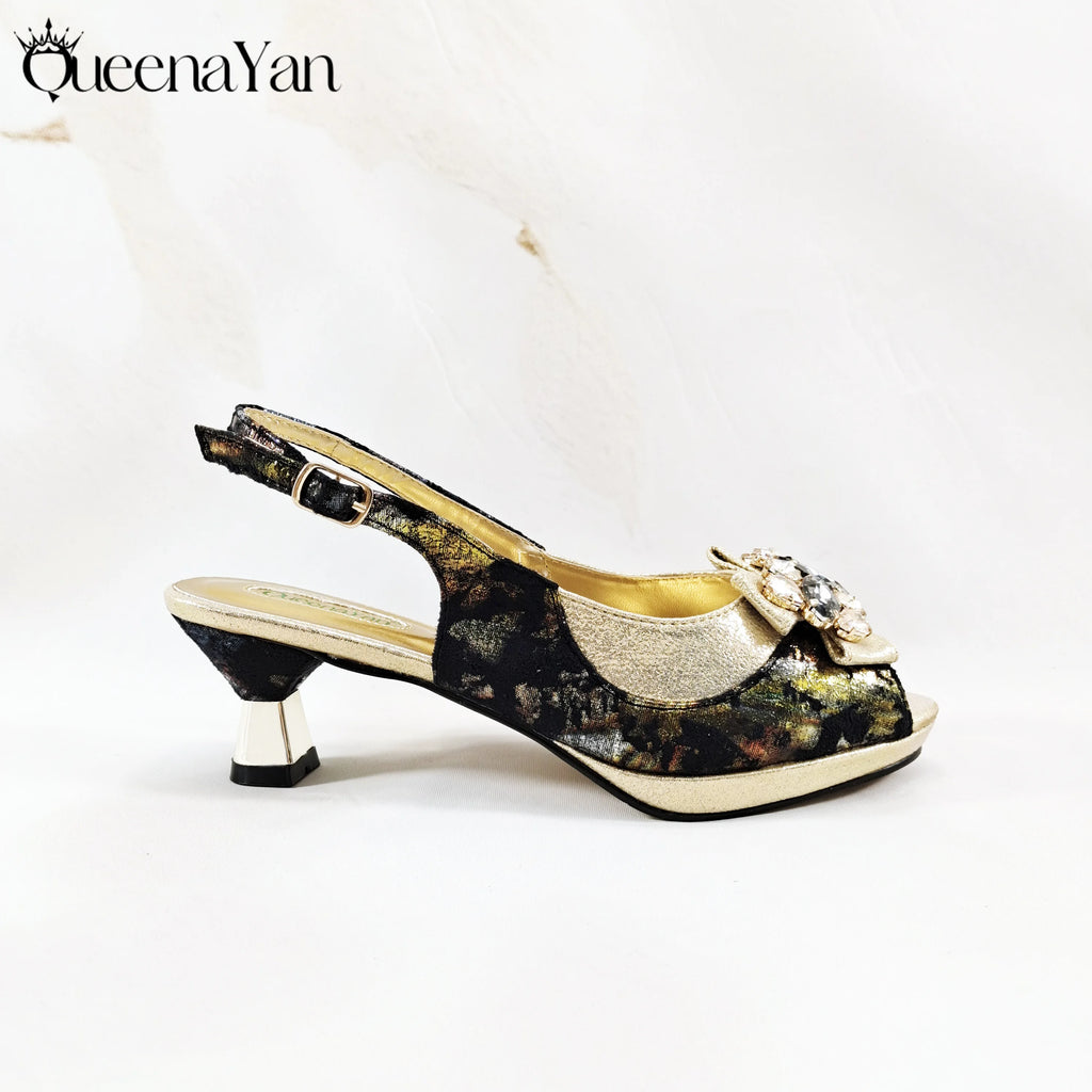 New Women High-Heel Shoes Elegant Wine Rhinestone Metallic Diamond Accents Paired with Match Handbag Exquisite Special-Material