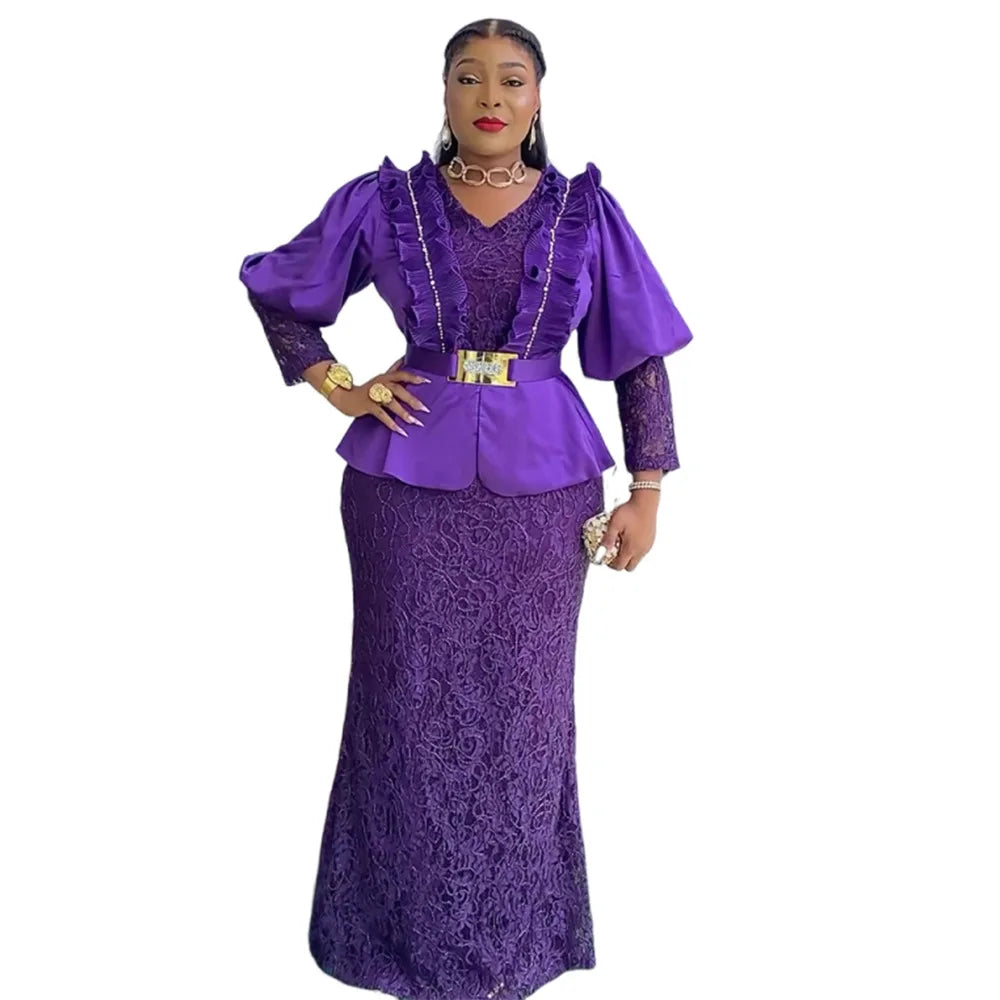 African Party Dresses for Women Plus Size Dashiki Ankara Lace Wedding Evening Gowns Elegant Turkey Muslim Maxi Dress 2025 New