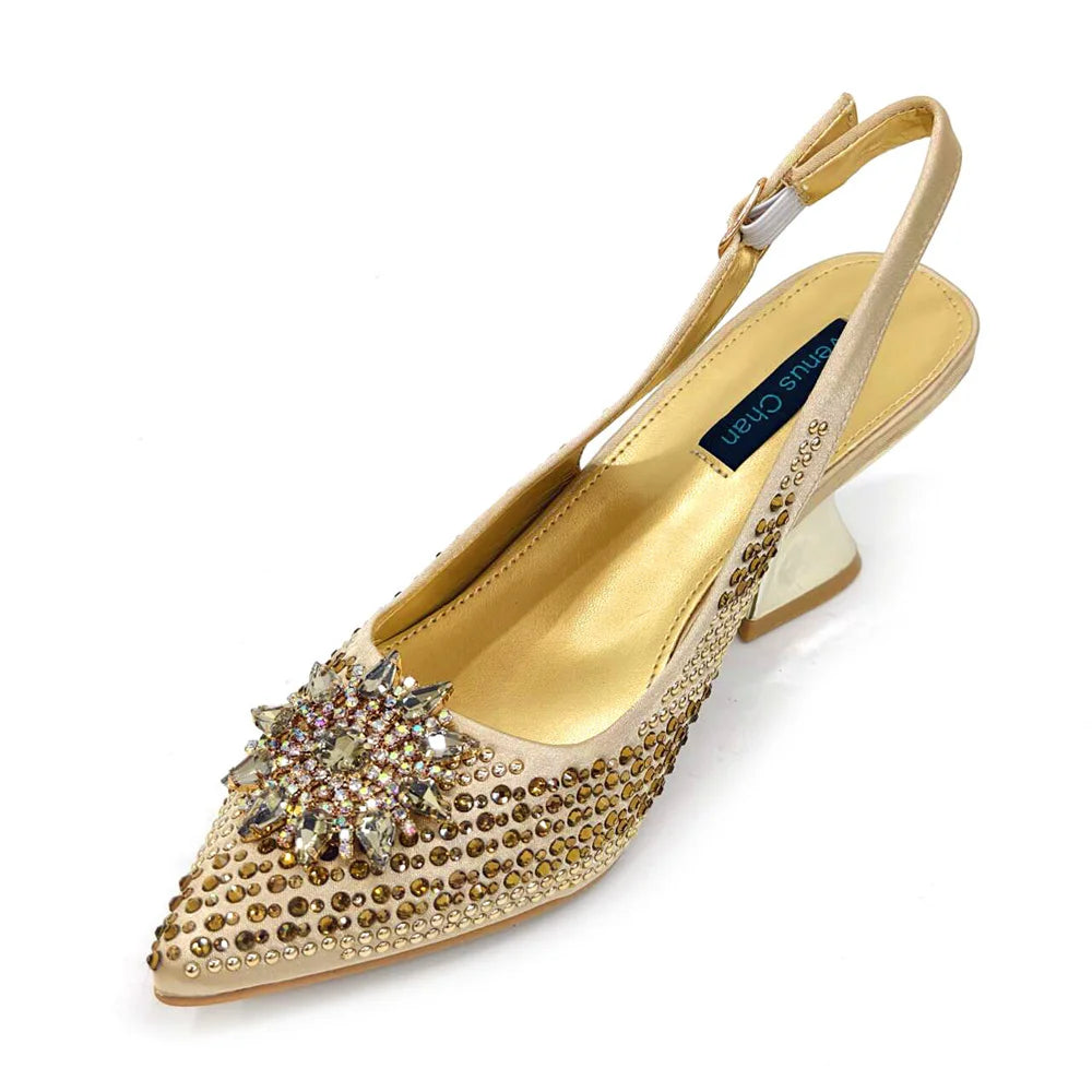 2024 New Designer Specials Italian Women Heels Shoes and Bag Set Royal Purple Color Comfortable With Rhinestone for Party