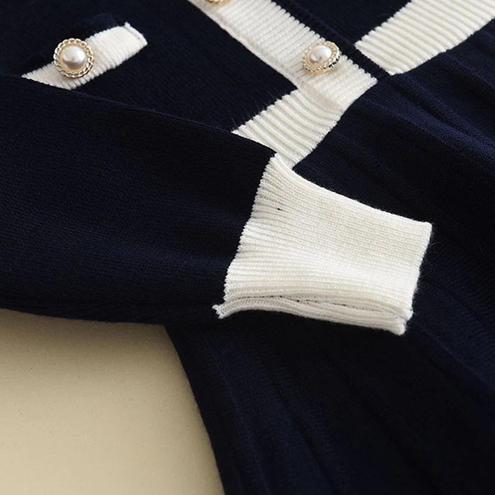 Bear Leader Autumn Winter Girls Sweater Long Sleeve Dress Vest Stripe Party Girl Baby Retro Knitted Wool Dress Casual Vestidos