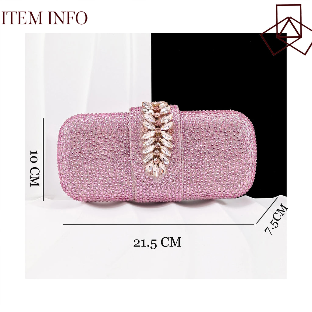 QueenaYan 2026 New Shiny Italian Fashion Pointed Toe Women Heel Fashion Rhinestone Decoration Pink Color Shoes And Bag Set