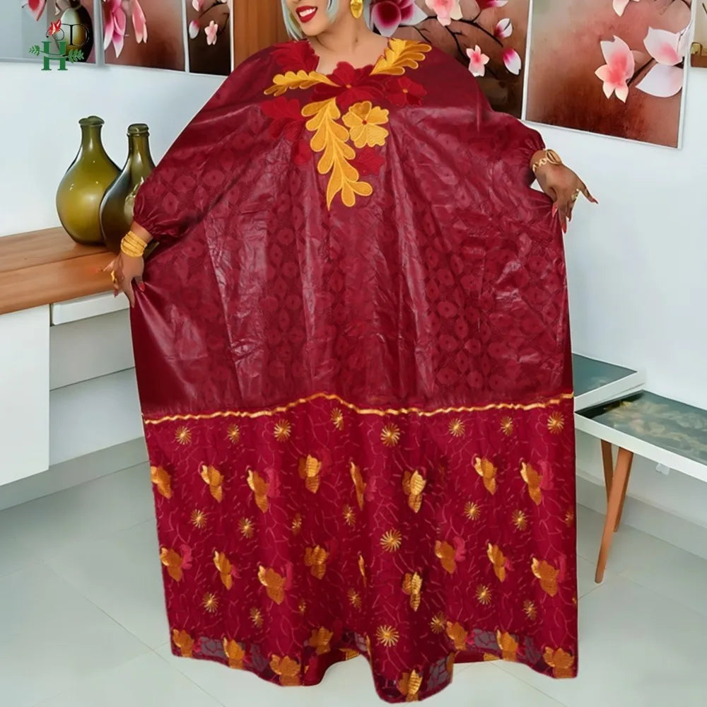 H&D 2026 African dresses for woman Plus Size Kaftan Dress Embroidery Bazin Riche Wedding Party Djellaba Church Gown Turkey Dress