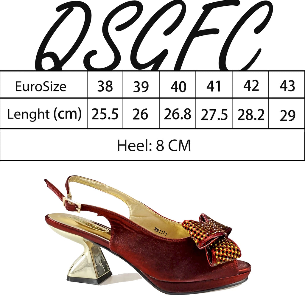 Queena Yan Newest Italian Design Special Synthetic Fabrics Women's Matching Shoe and Bag Set High Heel for Weddings and Parties