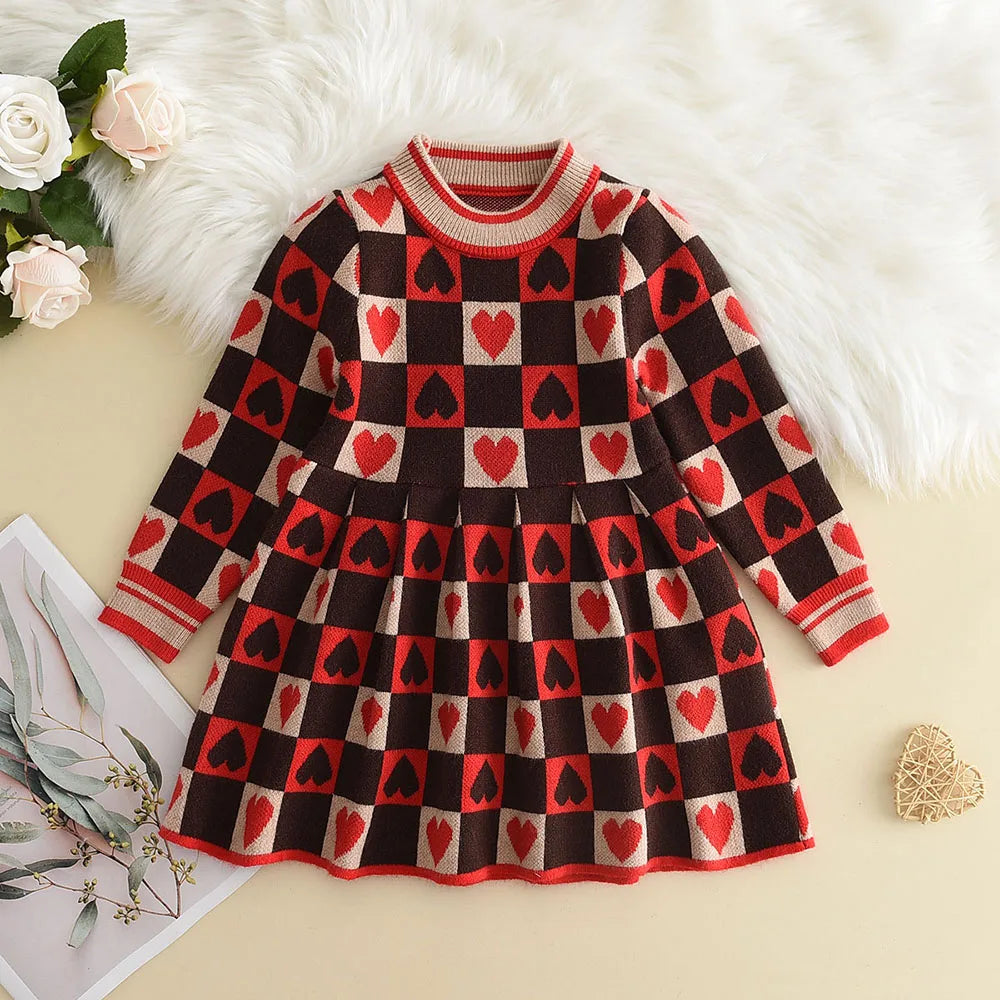 Bear Leader Autumn Winter Girls Sweater Long Sleeve Dress Vest Stripe Party Girl Baby Retro Knitted Wool Dress Casual Vestidos