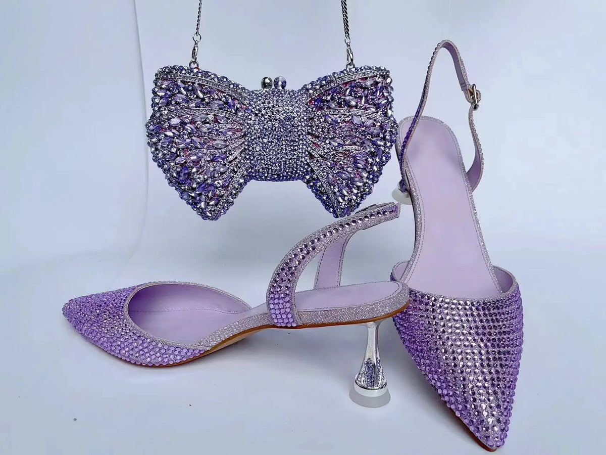 Women's Blue Color Rhinestones high heeled Shoes With Heart Clutch Diamond high-heeled Stiletto sandals For Wedding