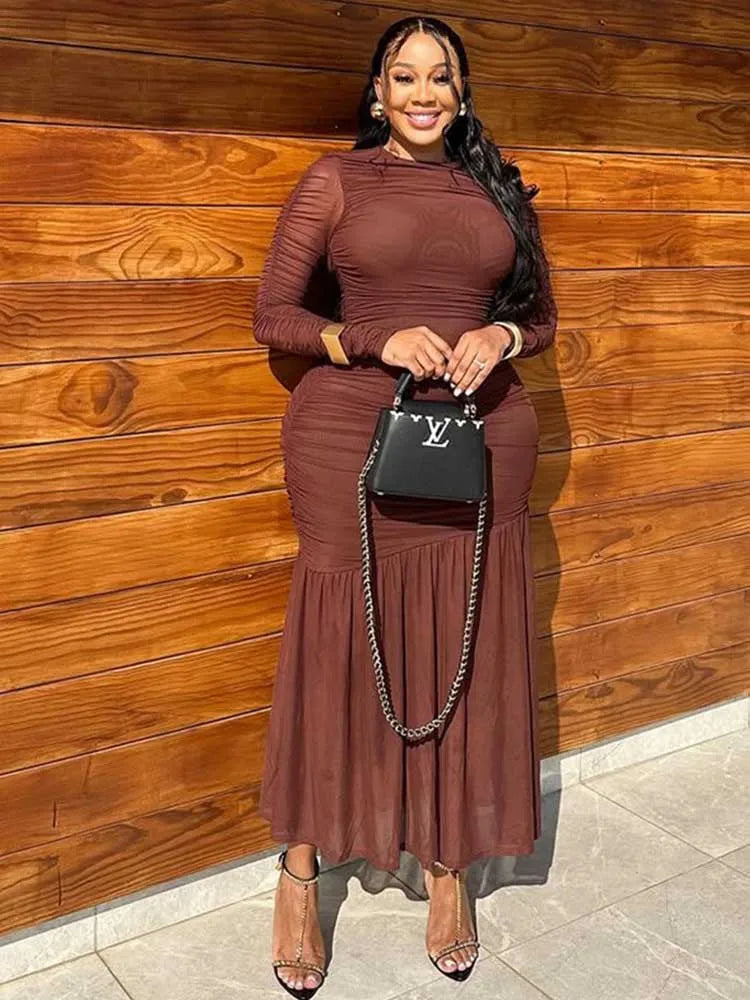 Women Summer Clothes Dress Bodycon High Quality Stretch Chic Elegant Evening Dress with Sleeves Slimming Waist Draped Dresses