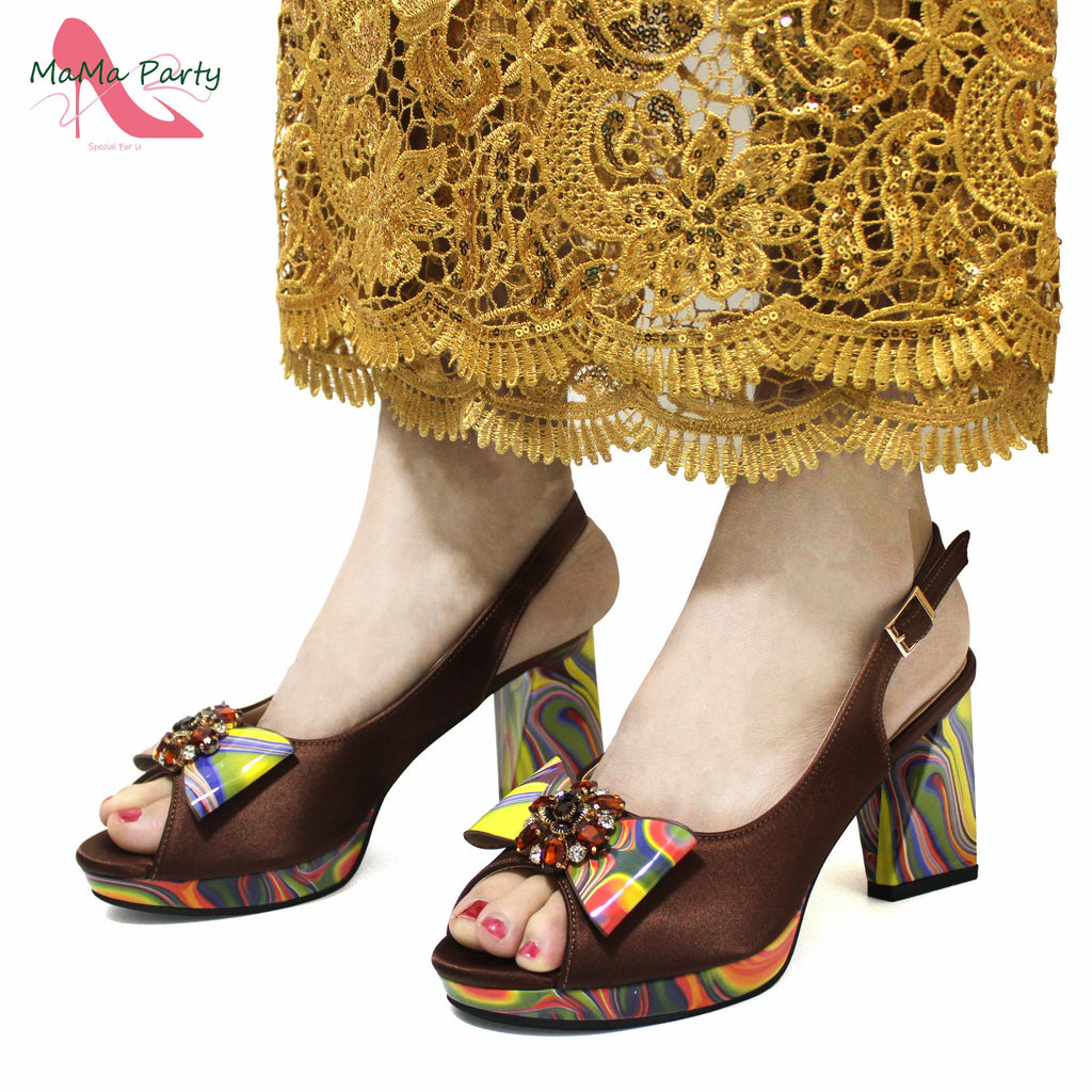 2024 Appliques Specials Italian Design Nigerian Women Shoes Matching Bag Set in Green Color INS Hot Sale Sandals