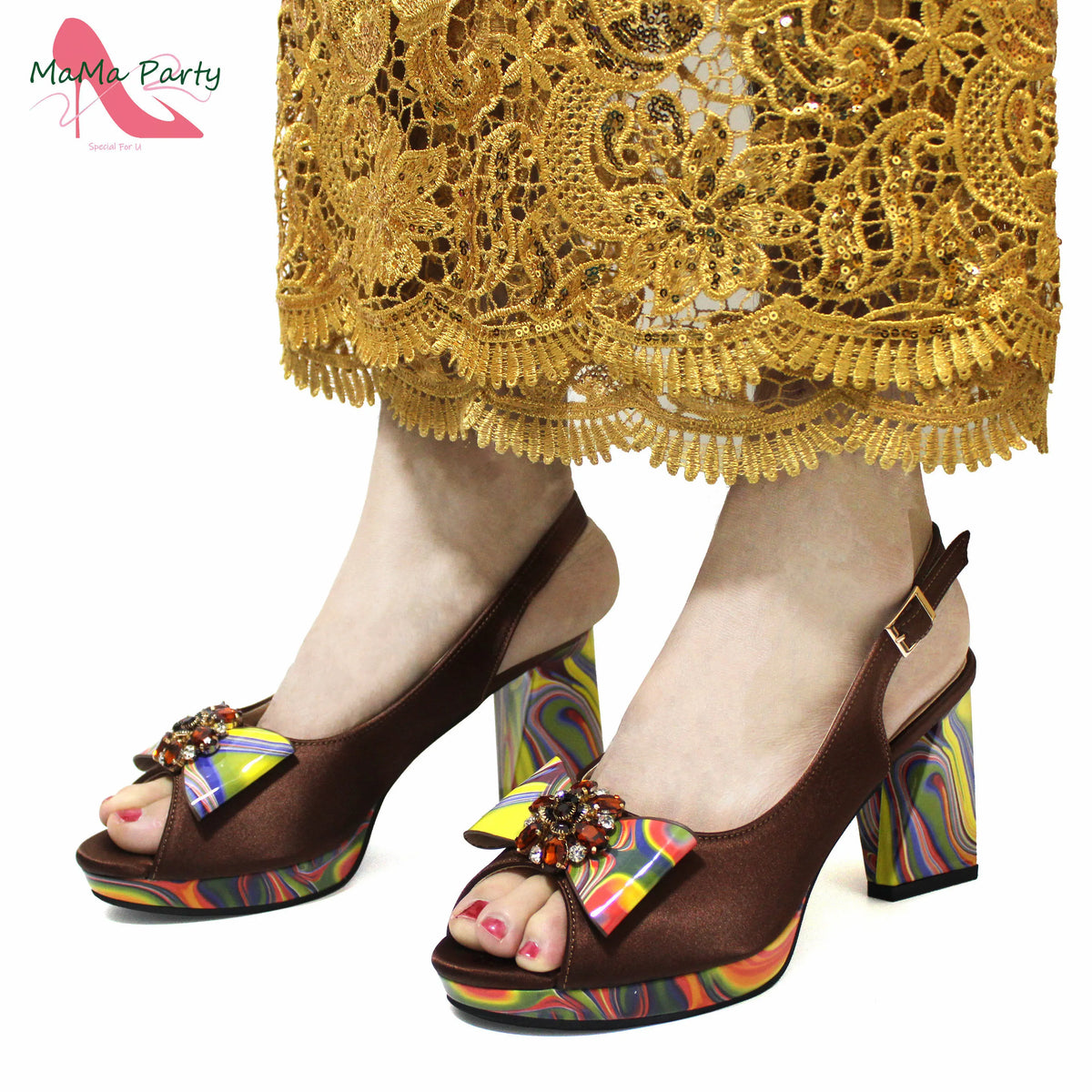 2024 Appliques Specials Italian Design Nigerian Women Shoes Matching Bag Set in Green Color INS Hot Sale Sandals