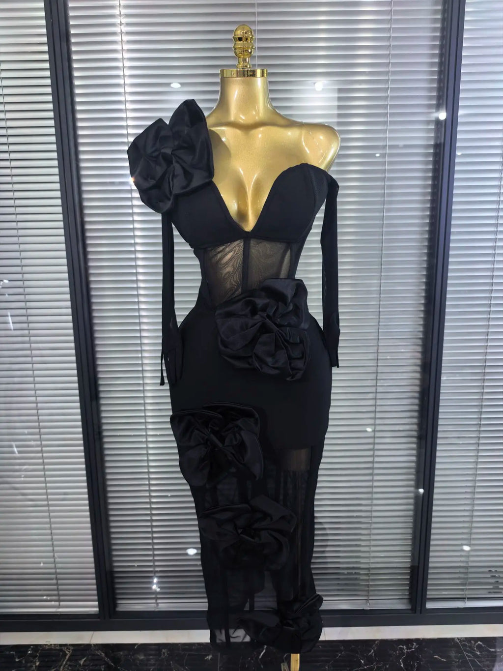 High Quality Women Sexy Off the Shoulder Florals Bodycon Bandage Mid-calf Dress Evening Party Celebrate Fashion Birthday Outfit