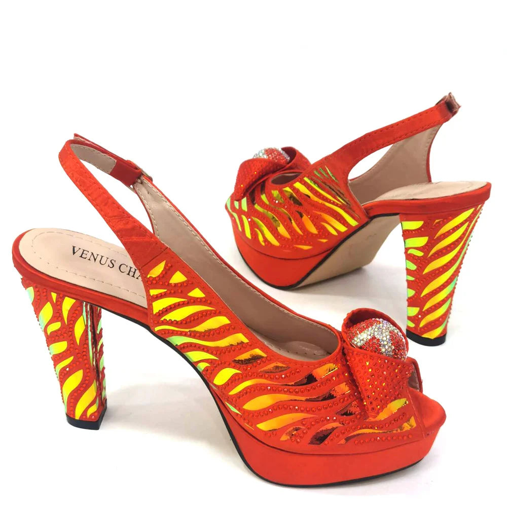 Venus Chan 2024 Newest Arrival Wine Red Color Peep Toe Women Sandals Shoes Matching Bag Set For Ladies Wedding Party Pump