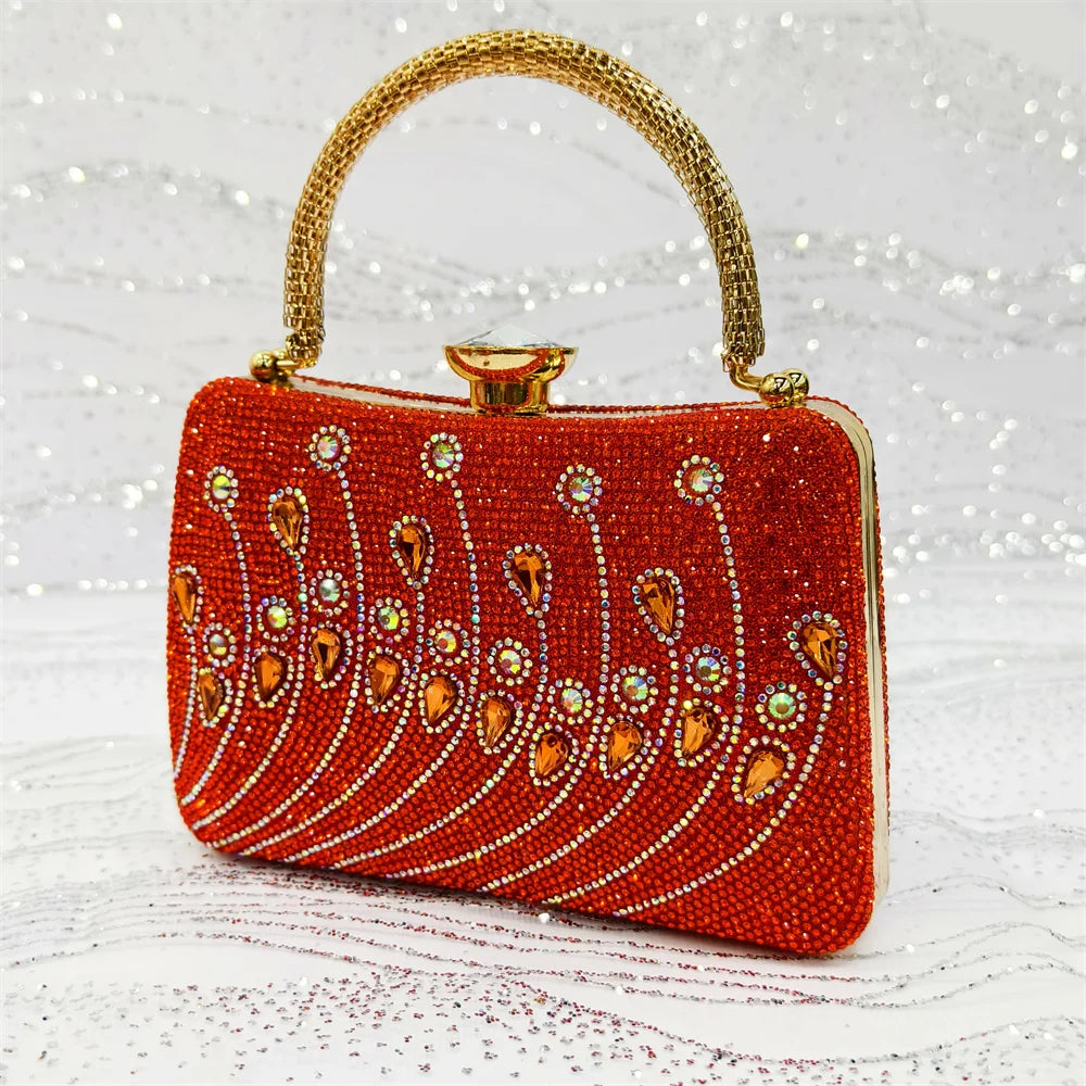 Elegant Italian Rhinestone Pointed-Toe High Heel Shoes with Matching Handbag Set - Stylish & Comfortable Women's Footwear