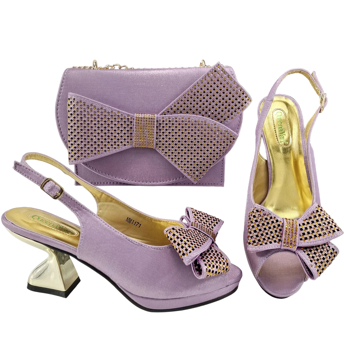 Elegant Women High Heels for Peep Toe Good Material Rhinestone Wine Sandals Italian Design Shoes and Bags Matching