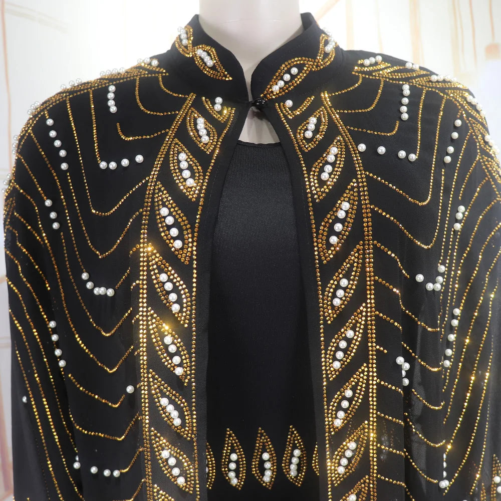 Luxurious elegant african dresses woman New luxury 2025 african dresses for woman Rhinestone combined with beads turkey dress
