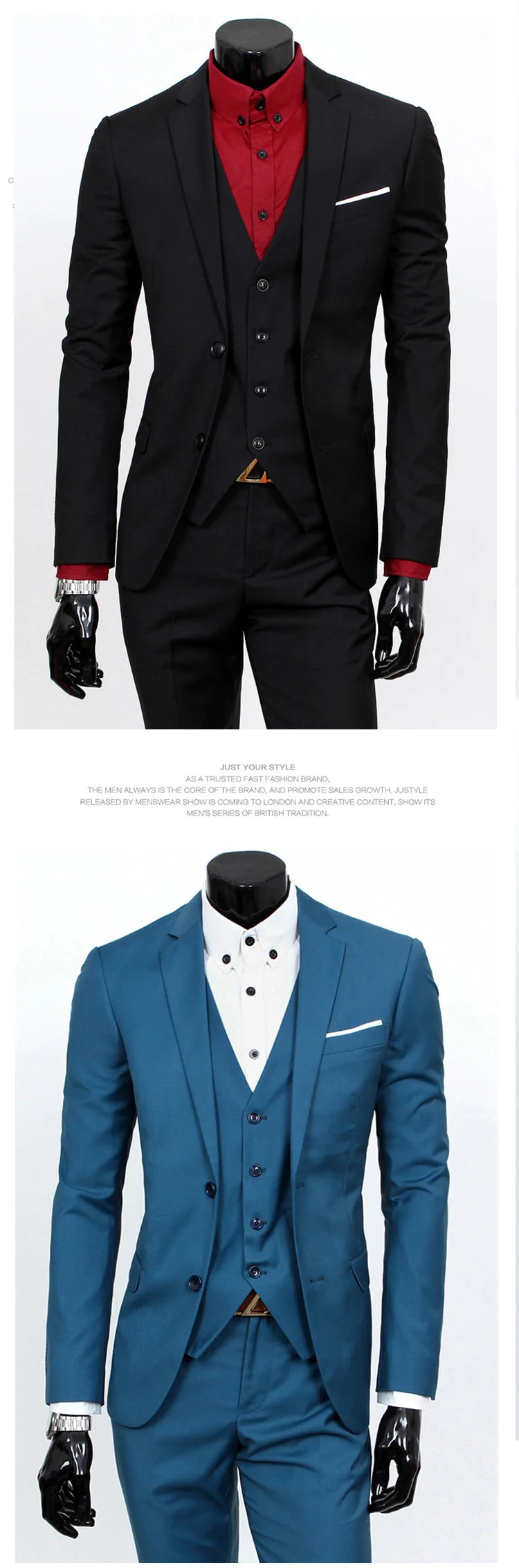 Groom Suit Men Three Piece Set British Style Slim Fit Wedding Suit Business Casual Summer