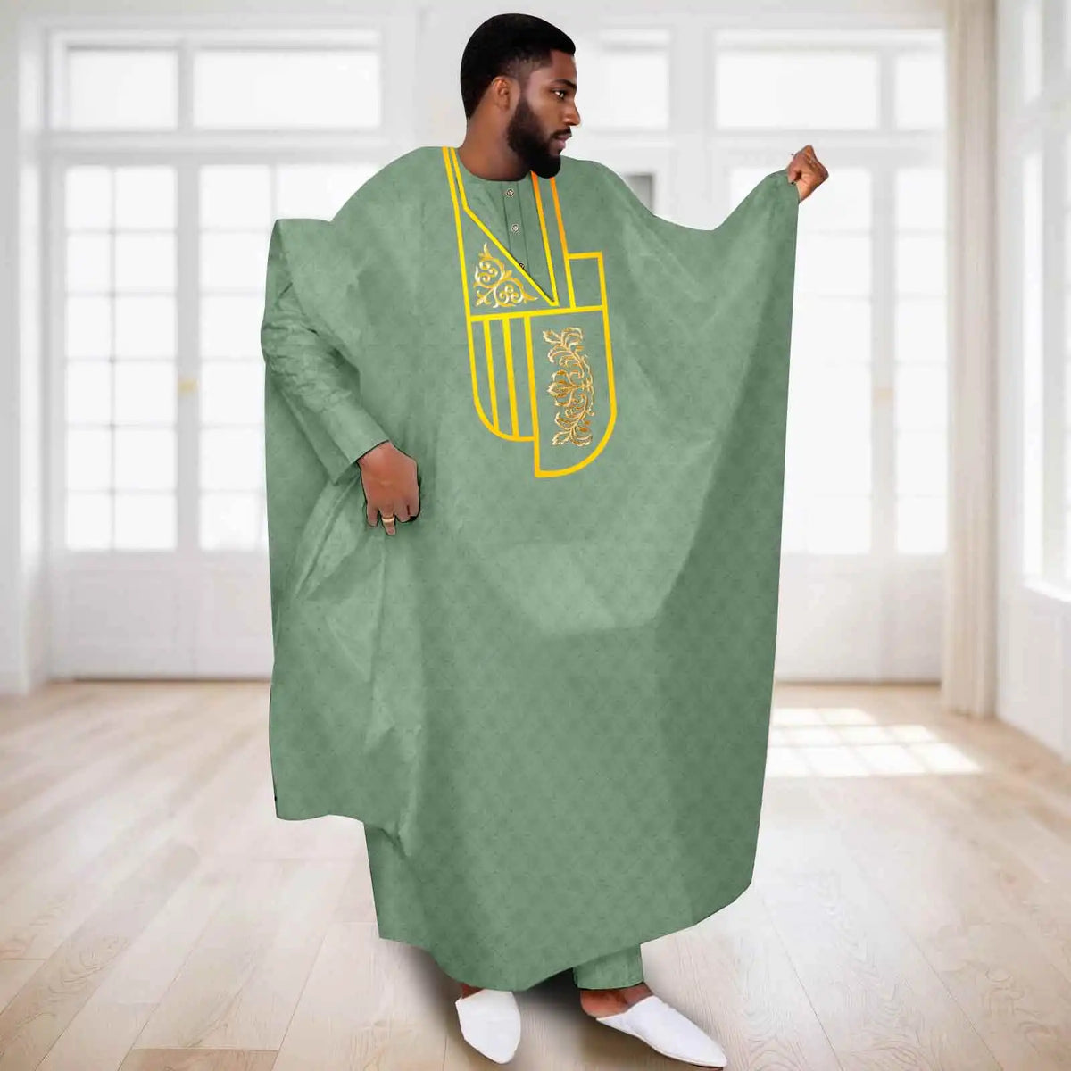 African Clothes for Men Muslim Robe White Tradition Wedding Party Suit Shirt Pants 3 Pcs Set Dashiki Agbada Ramada