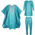 H&D South African Traditional Wear Formal Attire Bazin Riche Dashiki Green Shirt Pants Robe Suit Agbada Men's wedding party 2024