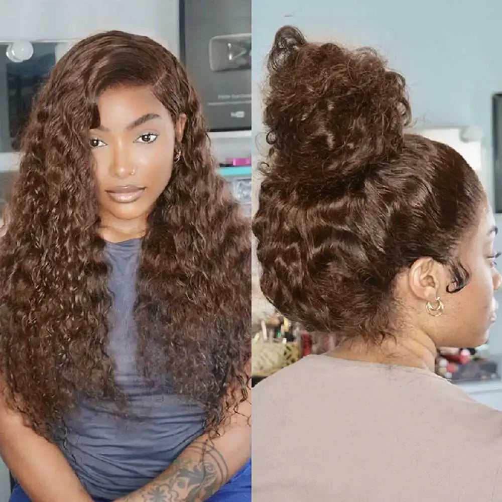 Invisi Strap 360 Full Hd Lace Frontal Wig 250 Density Chocolate Brown 30 Inch Deep Wave Lace Front Wig Glueless Wig Human Hair