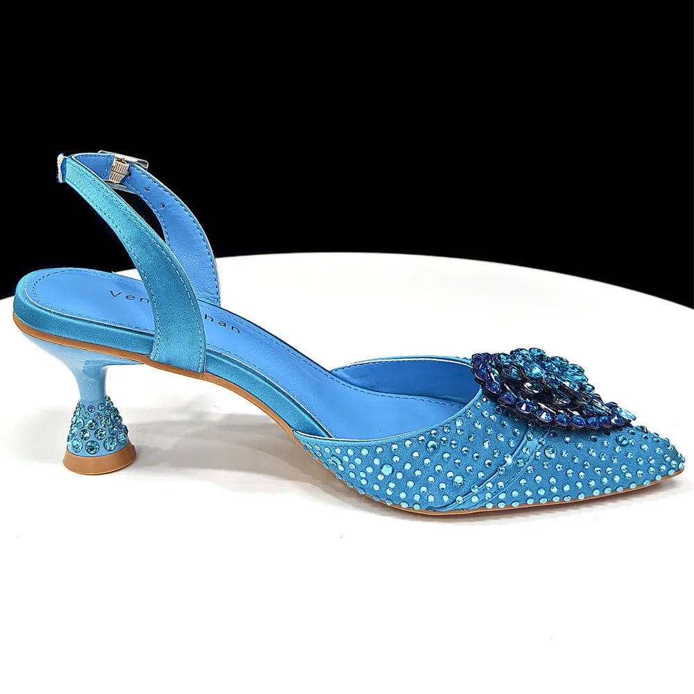 Venus Chan Pink Butterfly High Heels And Bag Set for Women Elegant Italian Design for Parties And Weddings Pointed Toe Slingbacks
