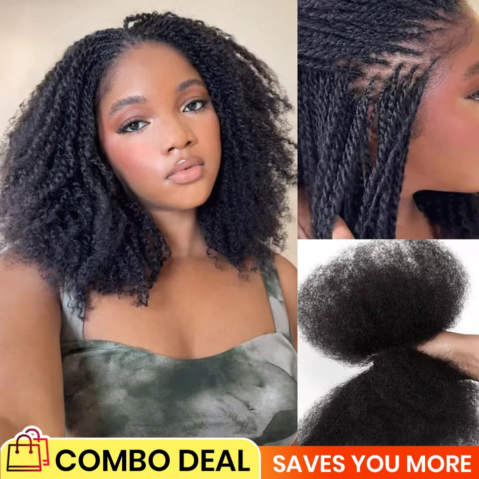 Afro Kinky Bulk QVR Human Hair For Mini Twist Braiding Loc Extensions & Crochet afro Kinky Curly bulk Hair For Dreadlocks 50g