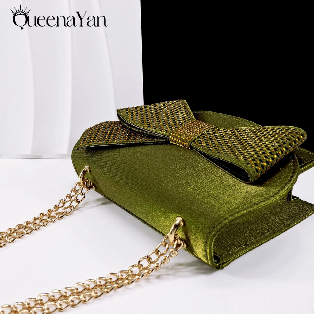 Queena Yan Newest Italian Design Special Synthetic Fabrics Women's Matching Shoe and Bag Set High Heel for Weddings and Parties