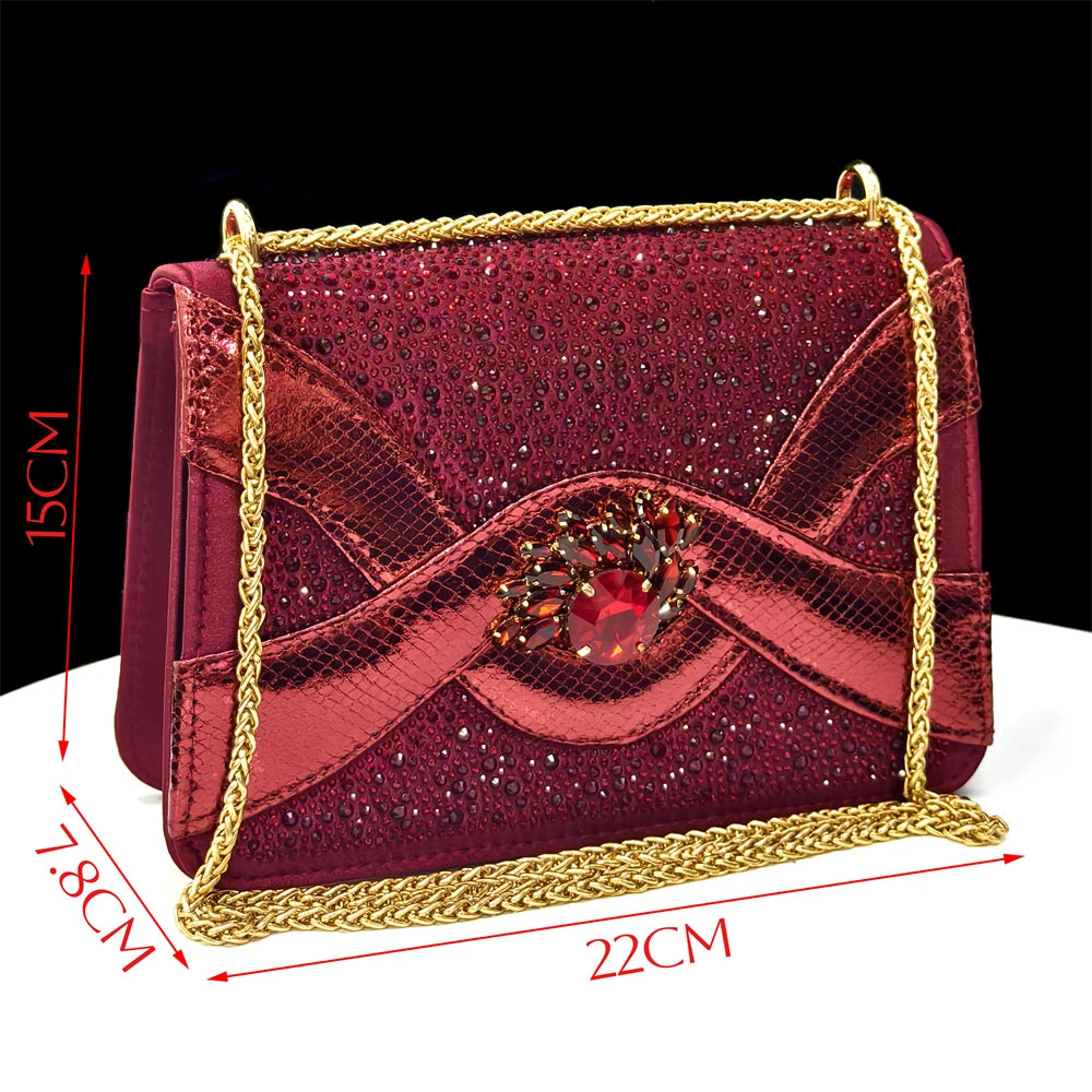 Venus Chan Elegant 2025 Gold Peep-Toe Heels with Diamond Accents - Italian Matching Pumps and Bag Set for Parties