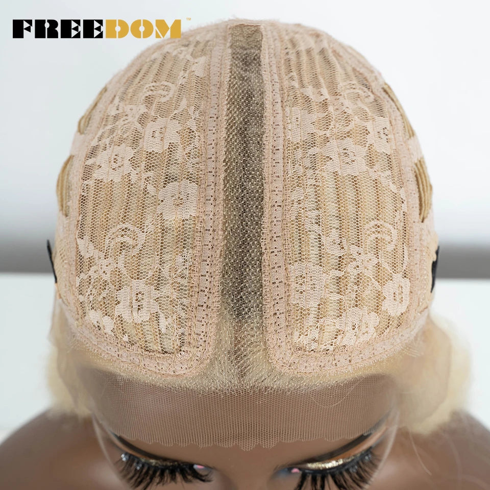 FREEDOM Synthetic Lace Frontal Wig For Women 42 Inch Long Curly Lace Wigs Ombre Brown Highlight Ginger White Pink Cosplay Wig
