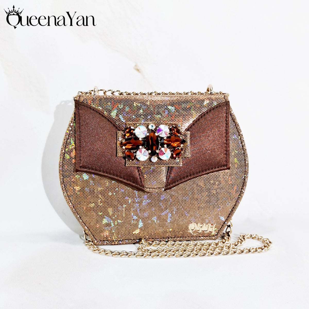 Queena Yan Newest Italian Design Special Synthetic Fabrics Women's Matching Shoe and Bag Set High Heel for Weddings and Parties
