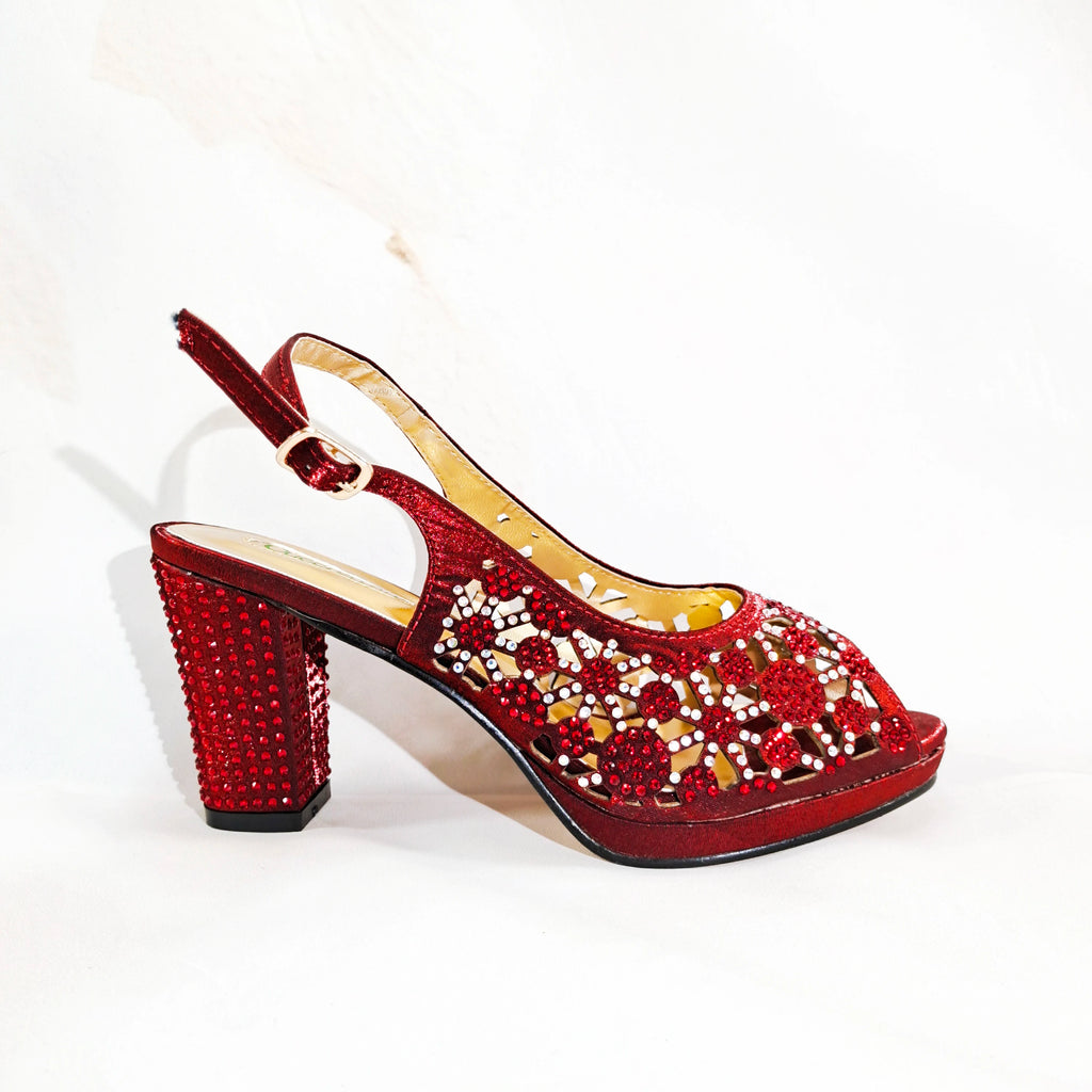 2025 New Rhinestone Design African-Inspired Shoe and Bag Set Olive Toe-Exposing Comfortable Women's High Heels Trending on INS