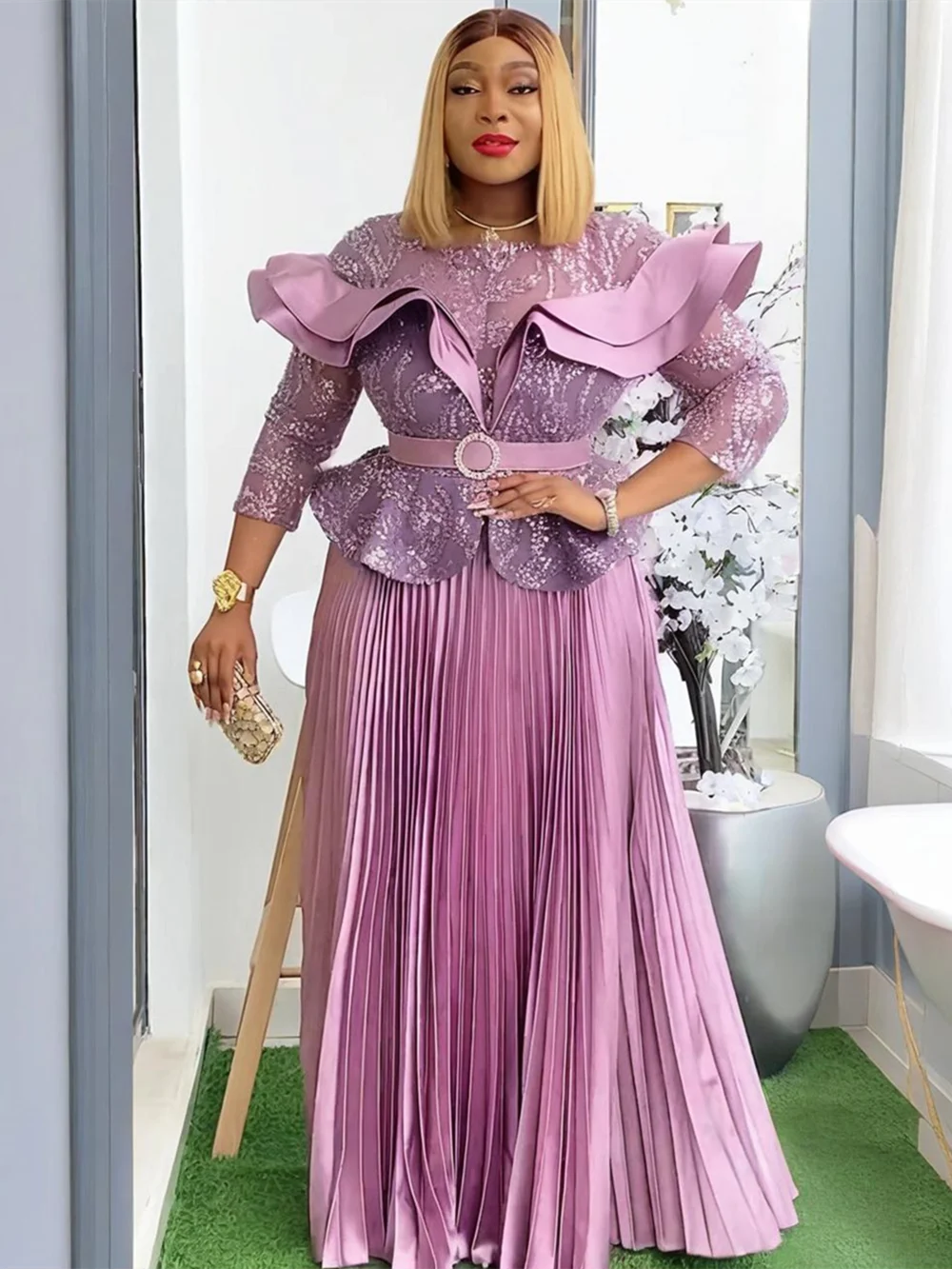 Plus Size African Party Dresses for Women 2025 New Fashion Dashiki Ankara Wedding Evening Gown Elegant Turkey Muslim Maxi Dress