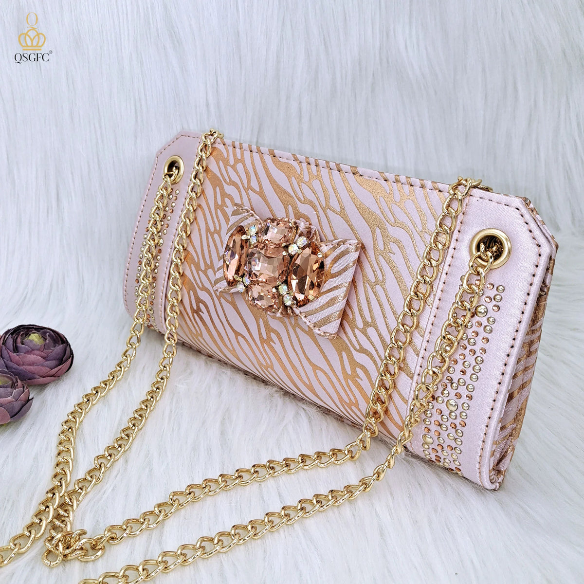 QSGFC The Latest Style Fashion Square High-Heeled Shoes Nigerian Ladies OL Commuting Or Party Bag Dual-Purpose Bag