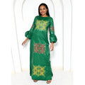 African Dresses For Women Luxury Boubou Material Rich Embroidery Design Long Dress With Scarf