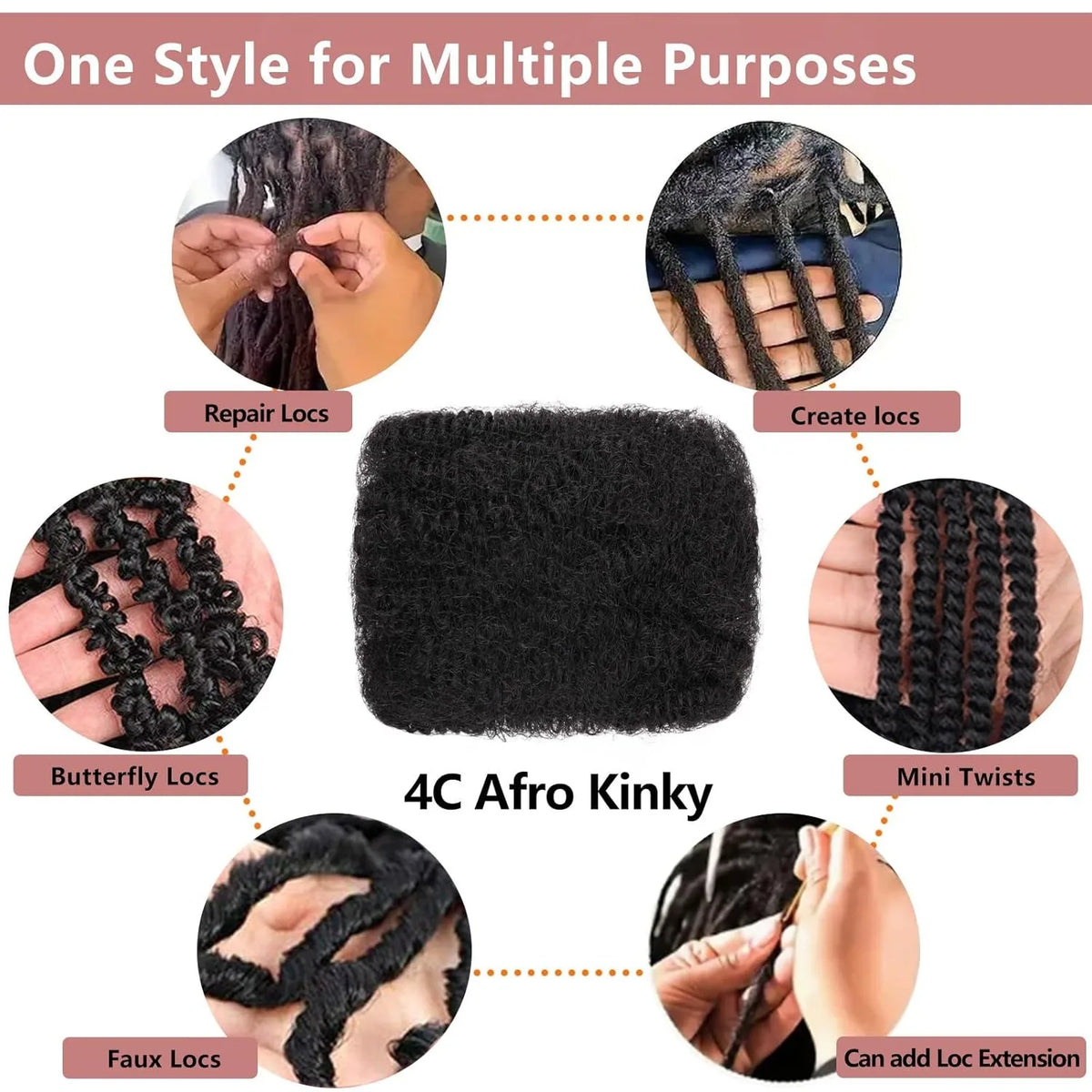 10-18Inch 4C Afro Kinky Bulk Human Hair Extensions No Weft 30 or 50g/Pack Brazilian Remy Bulk for Locs Micro Twist Braiding Hair