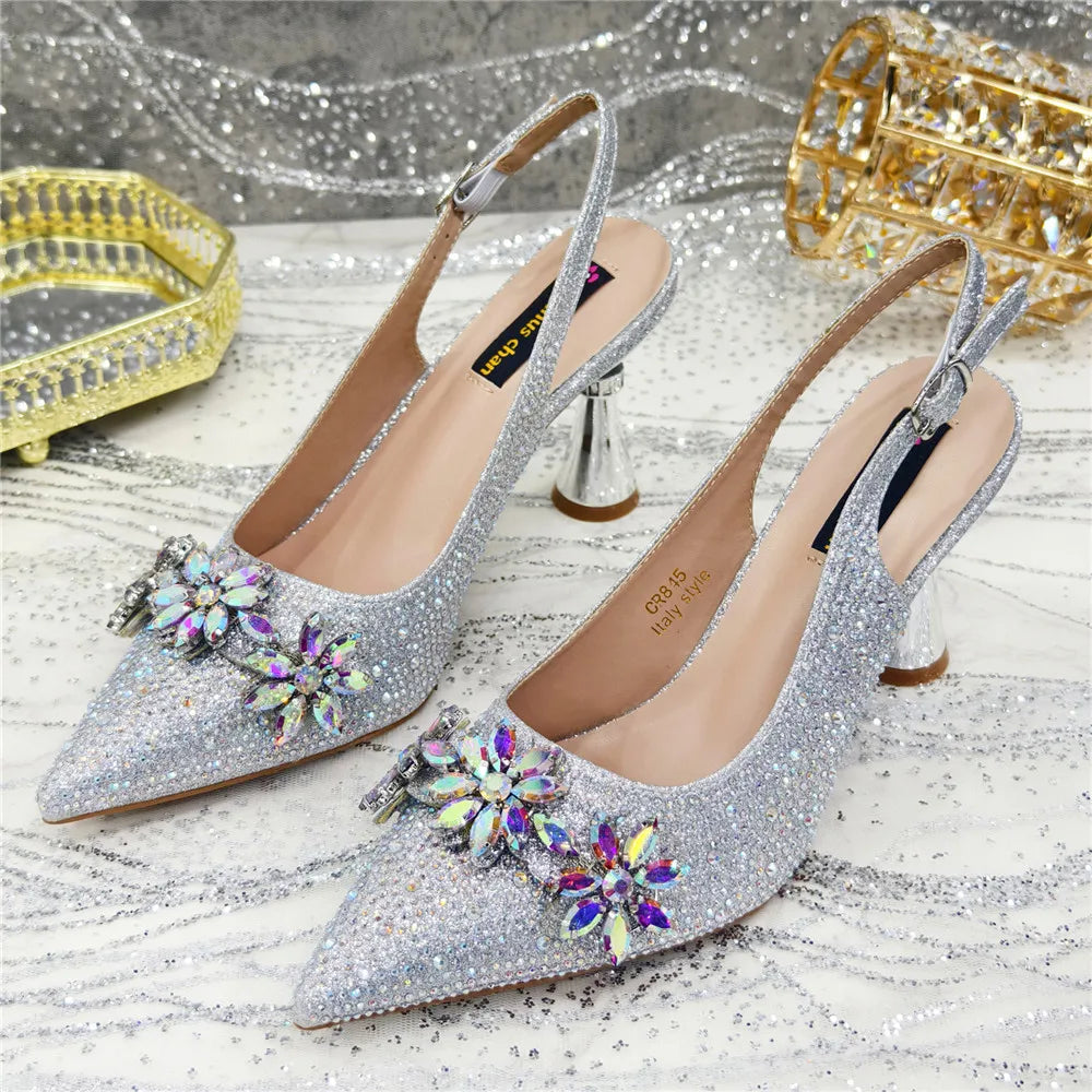 Latest Design Shoes for Women 2025 Designer Luxury Wedding Shoes Bride Party Pumps Decorated with Rhinestone Ladies Sandals