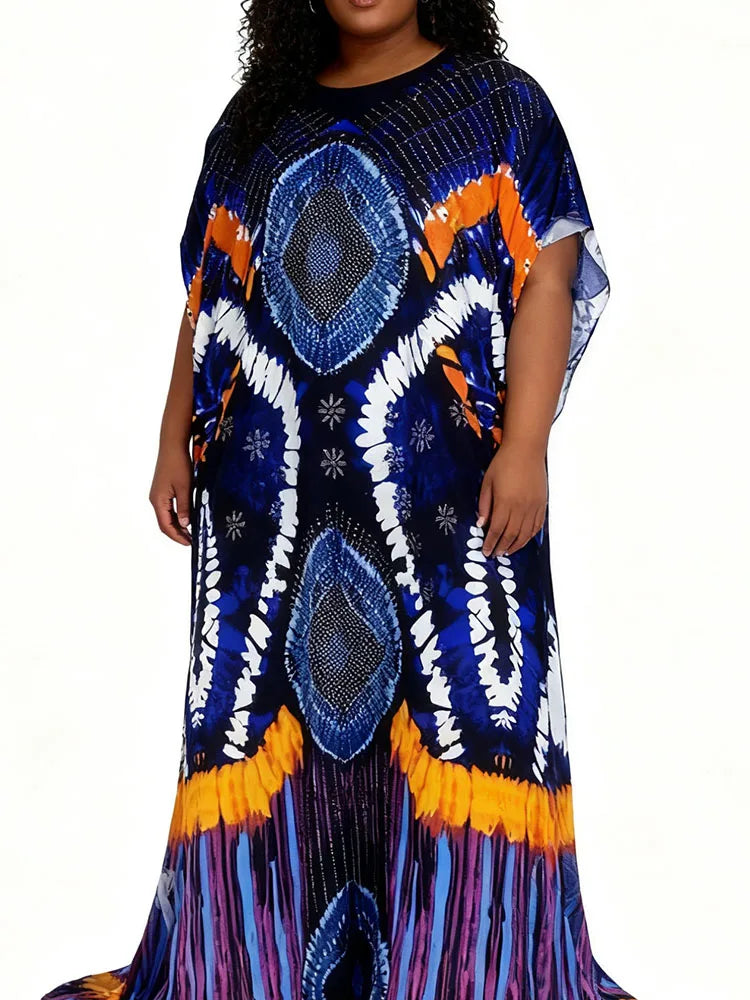 2025 New Muslim Ramadan Party Dresses for Women,Elegant Brocade Printed Kaftan Dashiki Abaya Boubou,Silk Long Dress Eid Collecti